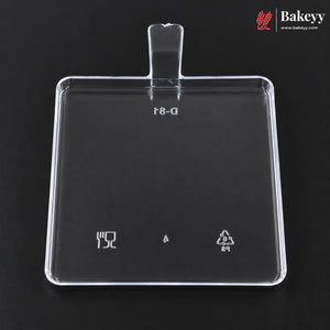 D-81 | Clear Acrylic Square Dessert Lid with Handle | Pack of 300