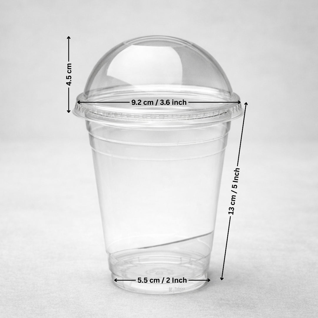 Clear Plastic Dome Lid Cup | 3 Capacity Options | 350ml, 375ml, 500ml | Transparent Disposable Beverage Cup | Pack of 50