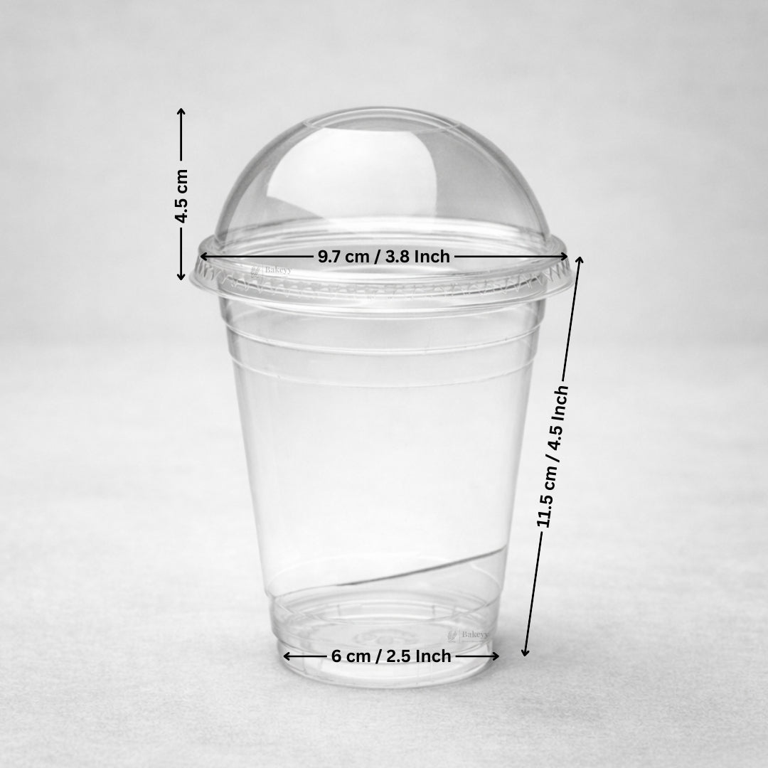 Clear Plastic Dome Lid Cup | 3 Capacity Options | 350ml, 375ml, 500ml | Transparent Disposable Beverage Cup | Pack of 50