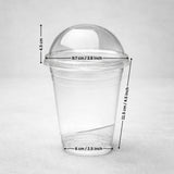 Clear Plastic Dome Lid Cup | 3 Capacity Options | 350ml, 375ml, 500ml | Transparent Disposable Beverage Cup | Pack of 50