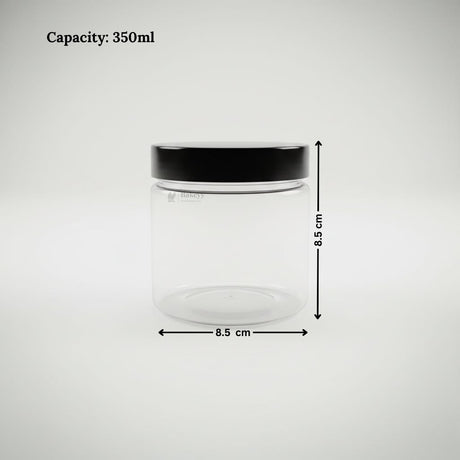 Clear Plastic Storage Jars with 83 mm Screw Lid | PET Jar With Black Lid | Multiple Sizes Available | Pack of 12