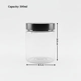 Clear Plastic Storage Jars with 83 mm Screw Lid | PET Jar With Black Lid | Multiple Sizes Available | Pack of 12