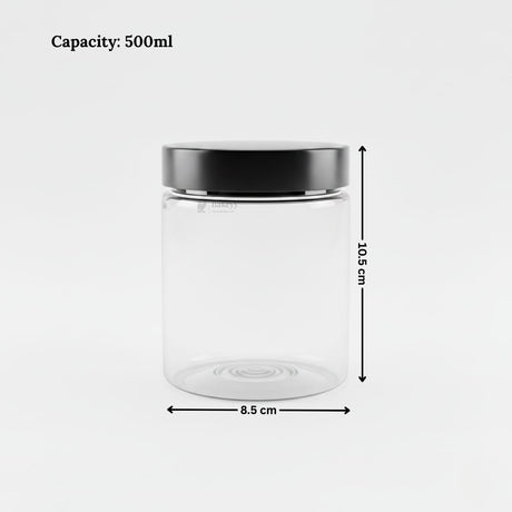 Clear Plastic Storage Jars with 83 mm Screw Lid | PET Jar With Black Lid | Multiple Sizes Available | Pack of 12