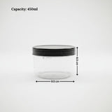 Clear Plastic Storage Jars with 96 mm Screw Lid | PET Jar With Black Lid | Multiple Sizes Available | Pack of 12