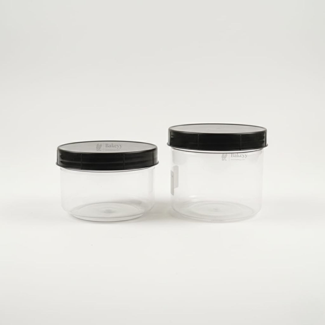 Clear Plastic Storage Jars with 96 mm Screw Lid | PET Jar With Black Lid | Multiple Sizes Available | Pack of 12