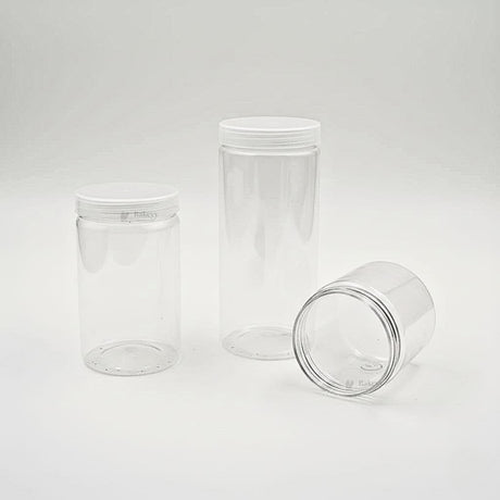 Clear Plastic Storage Jars with 83 mm Screw Lid | PET Jar With transparent Lid | Multiple Sizes Available | Pack of 12