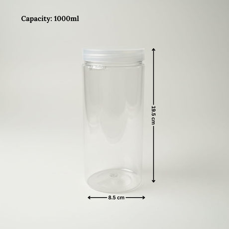 Clear Plastic Storage Jars with 83 mm Screw Lid | PET Jar With transparent Lid | Multiple Sizes Available | Pack of 12