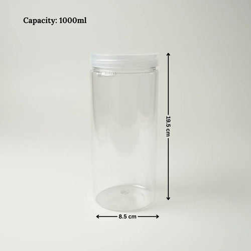Clear Plastic Storage Jars with 83 mm Screw Lid | PET Jar With transparent Lid | Multiple Sizes Available | Pack of 12