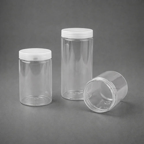 Clear Plastic Storage Jars with 83 mm Screw Lid | PET Jar With transparent Lid | Multiple Sizes Available | Pack of 12