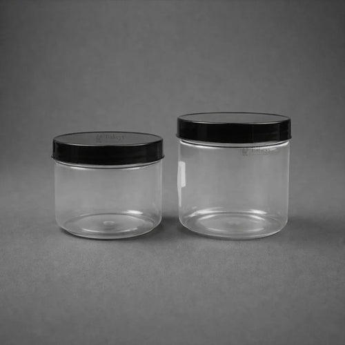 Clear Plastic Storage Jars with 96 mm Screw Lid | PET Jar With Black Lid | Multiple Sizes Available | Pack of 12