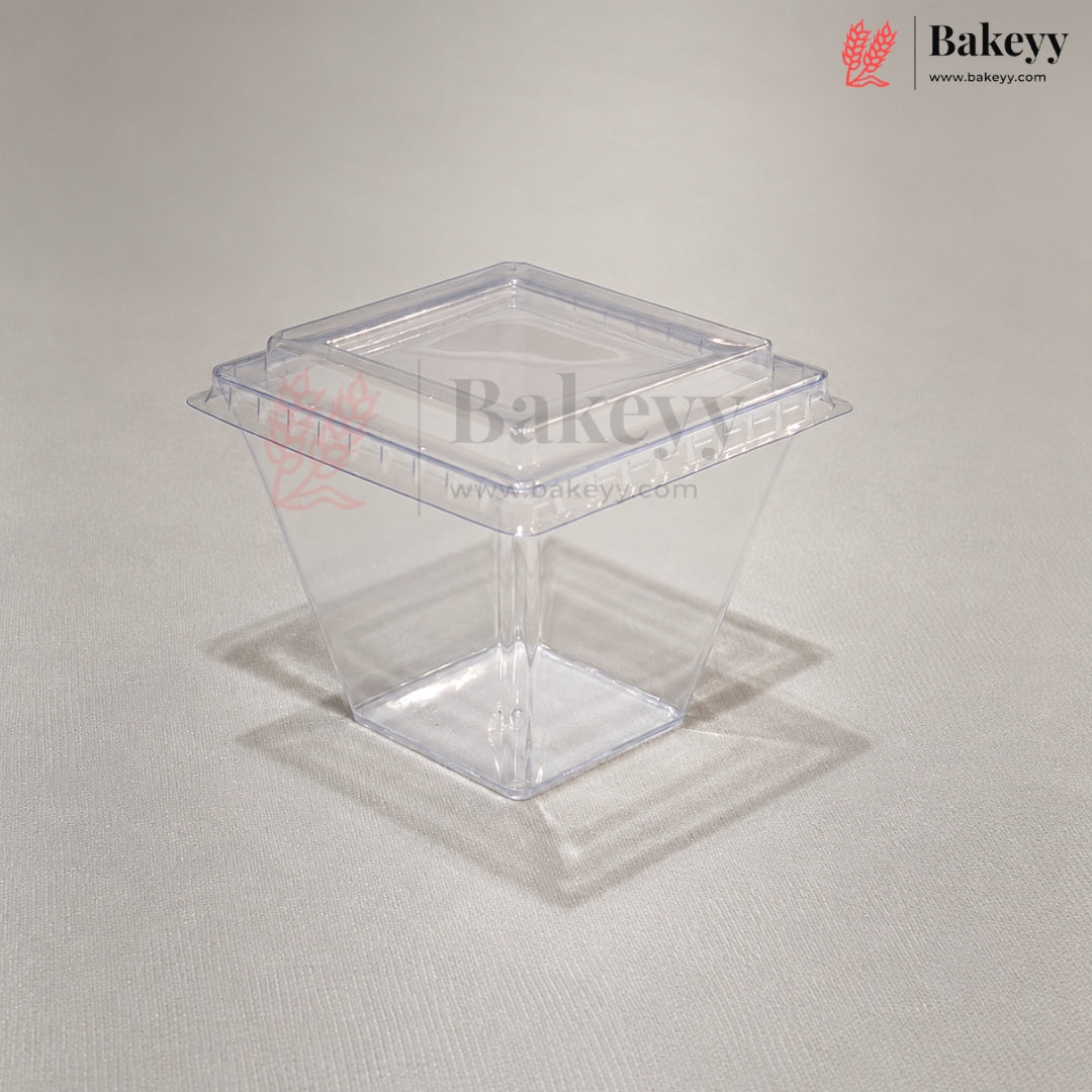 Clear Square Dessert Cup with Transparent Lid | Pack of 300