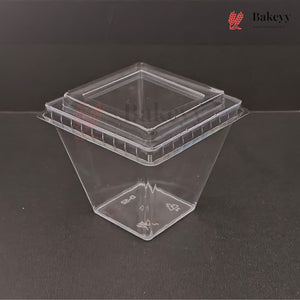 D-52 | Clear Square Dessert Cup with Transparent Lid | Pack of 300