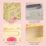 10x4x8 Inch | Pink Floral Window Gift Box with Handle | Luxury Festive Hamper Packaging | Pack of 1