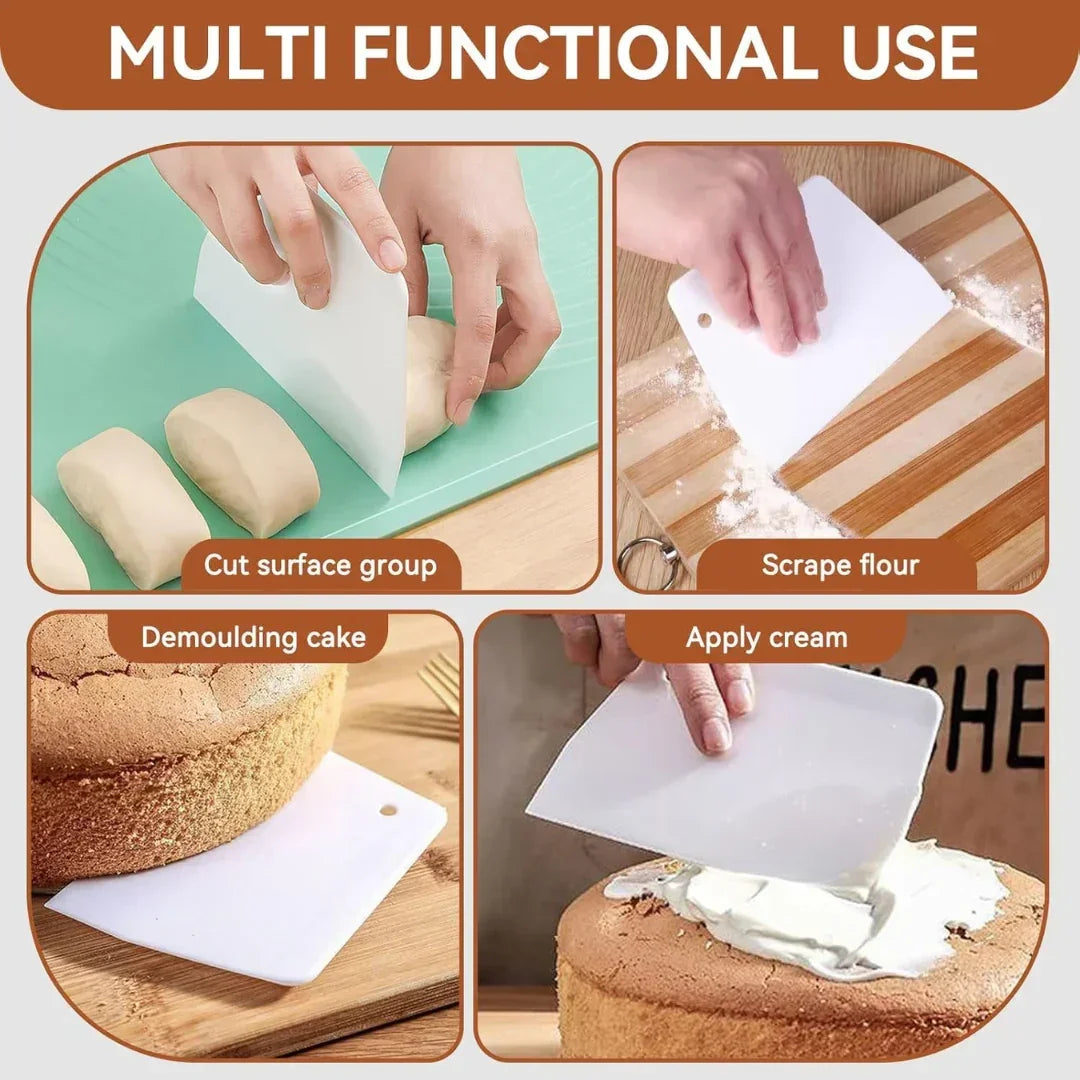 Multipurpose Plastic Dough Scraper for Baking & Kitchen Use | 1 Piece - Bakeyy.com - India - Multipurpose Plastic Dough Scraper for Baking & Kitchen Use | 1 Piece - Small | 5x3.5 Inch