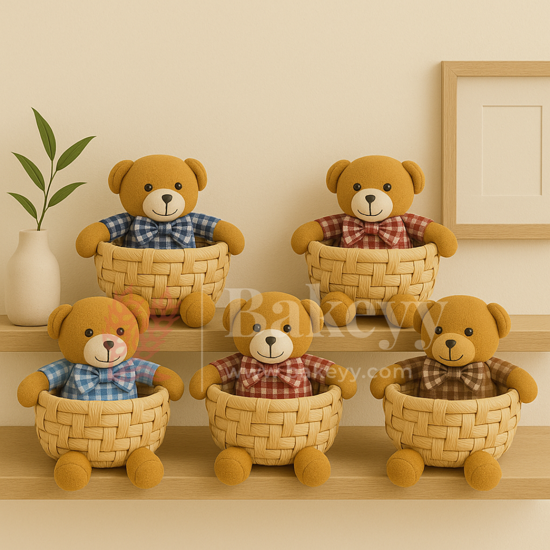 Cute Teddy Basket for Gifting, Hampers & Home Décor | Pack of 1
