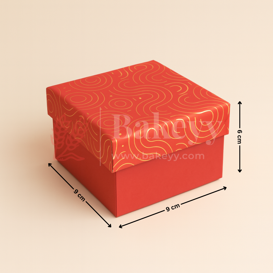 9x9x6 cm | Gold Printed Rigid Gift Box | Hamper Box | Pack of 1