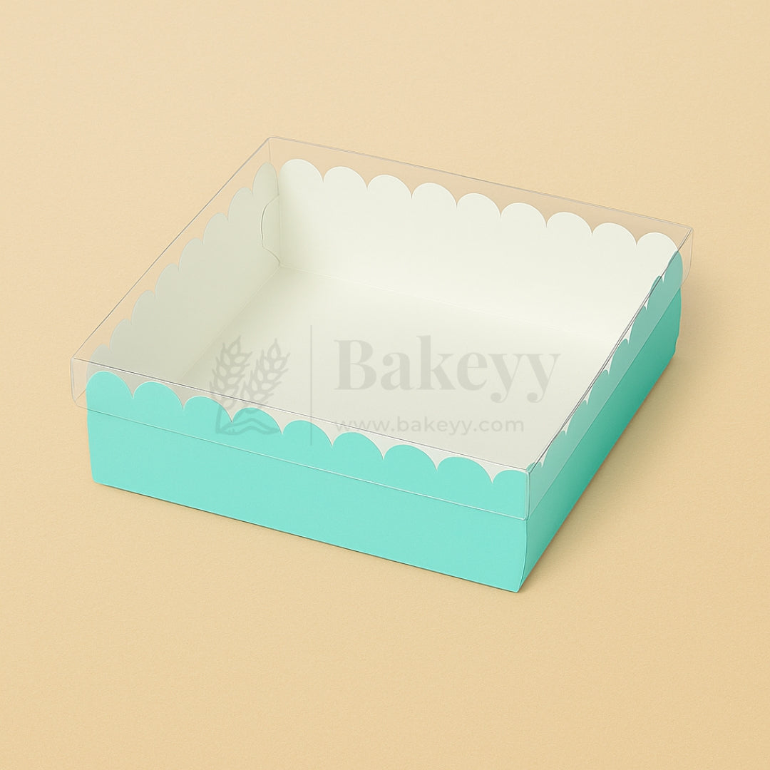Light Green Colour 4 Brownie Box With Transparent Lid | Pack of 10
