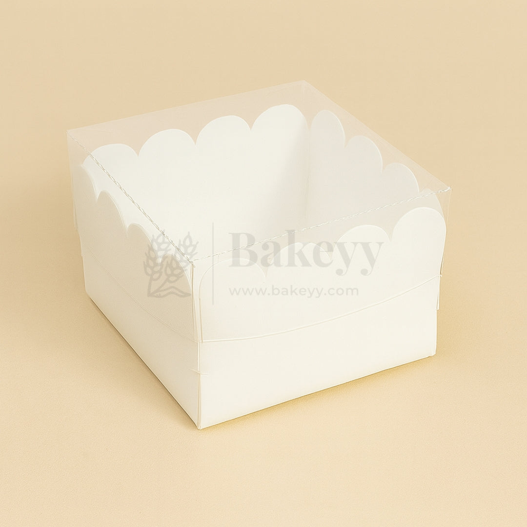 White Colour 1 Brownie Box With Transparent Lid | Pack of 50