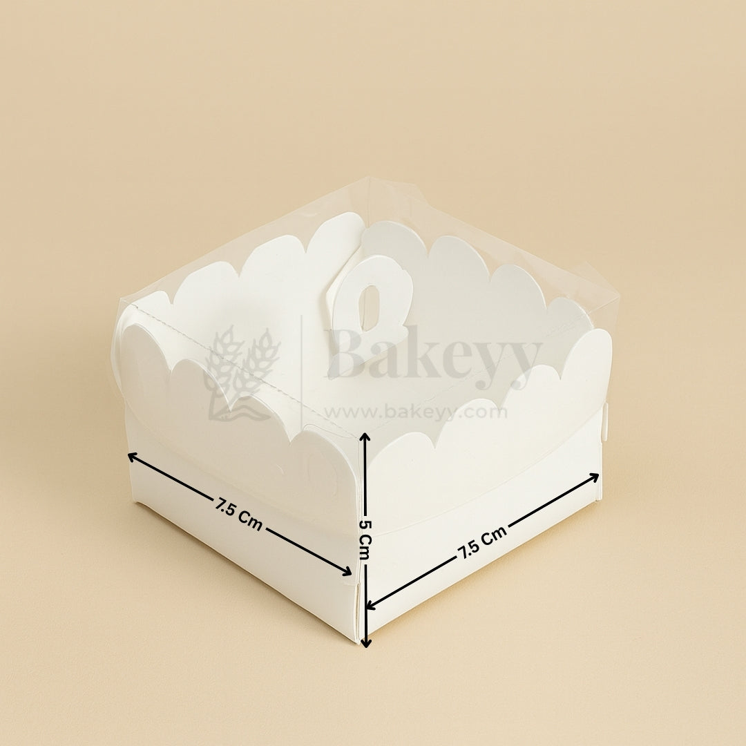 White Colour 1 Brownie Box With Transparent Lid | Pack of 50