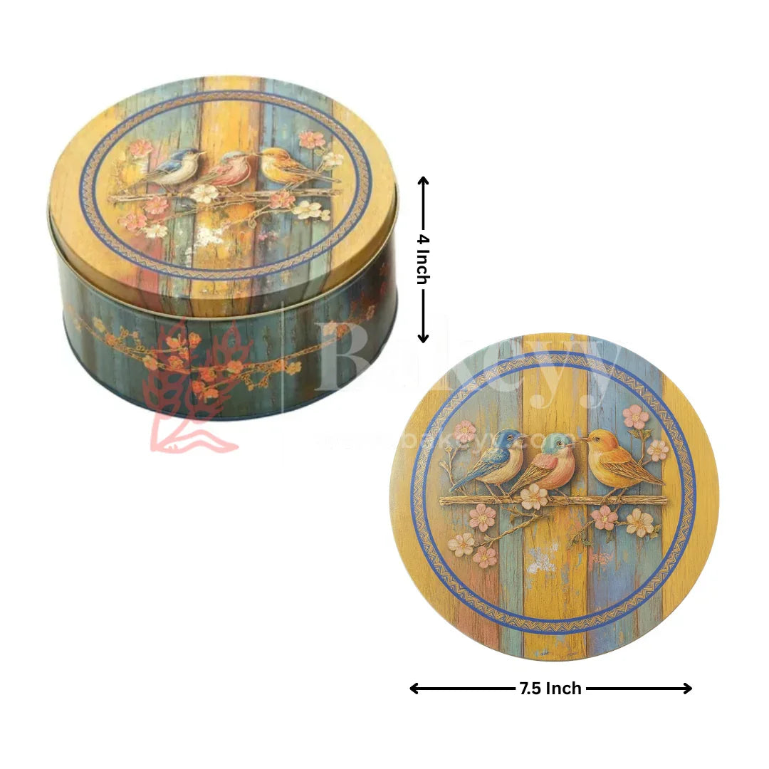 Vintage Bird & Floral Metal Tin Box | Pack of 1 - Bakeyy.com - India - Vintage Bird & Floral Metal Tin Box | Pack of 1 - Default Title