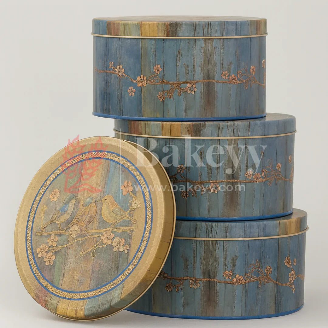 Vintage Bird & Floral Metal Tin Box | Pack of 1 - Bakeyy.com - India - Vintage Bird & Floral Metal Tin Box | Pack of 1 - Default Title