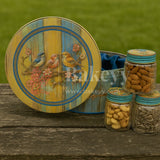 Vintage Bird & Floral Metal Tin Box with 3 Acrylic Jars | Pack of 1 - Bakeyy.com - India - Vintage Bird & Floral Metal Tin Box with 3 Acrylic Jars | Pack of 1 - Default Title