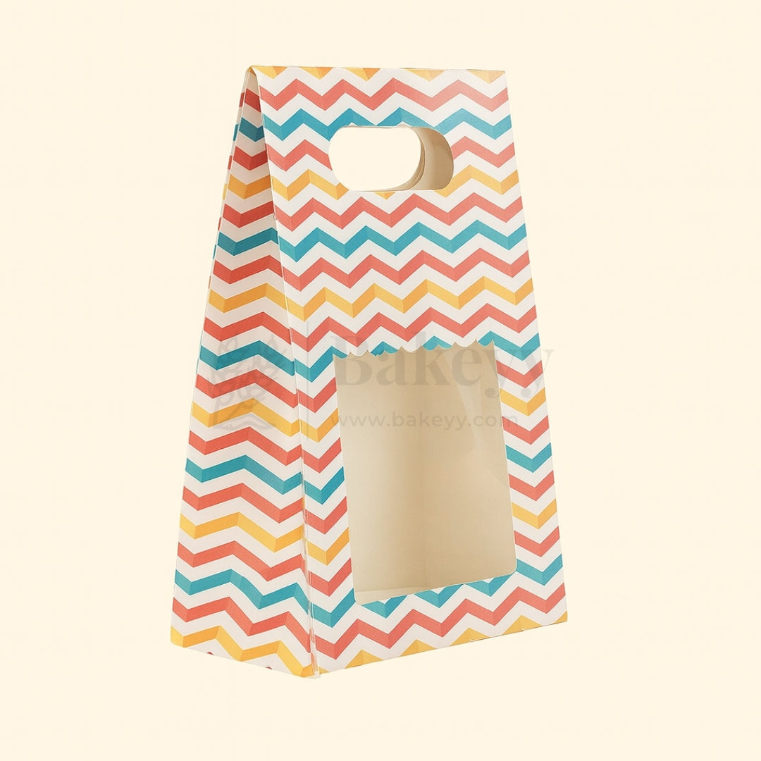 Rainbow Striped D-Cut Paper Bags| Pack of 10
