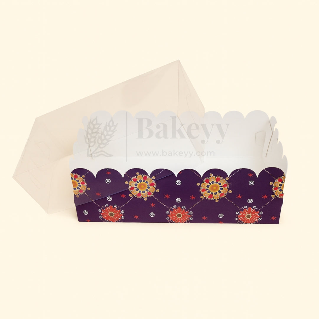 Purple Floral 2 Brownie Box With Transparent Lid | Pack of 50