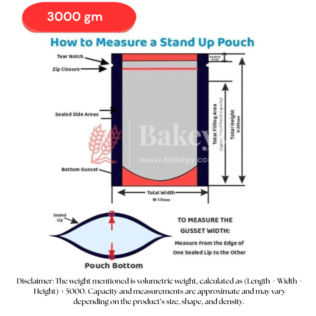 3 Kg | 30x40x6cm | Kraft Zip Lock Pouch | Window Brown Zip lock Pouch | Standing Pouch | Pack of 100