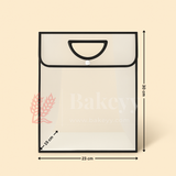 Transparent Gift Bag with Button Lock - Black | Oval‑Cut Handle | Pack Of 12