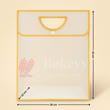 Transparent Gift Bag with Button Lock - Gold | Oval‑Cut Handle | Pack Of 12