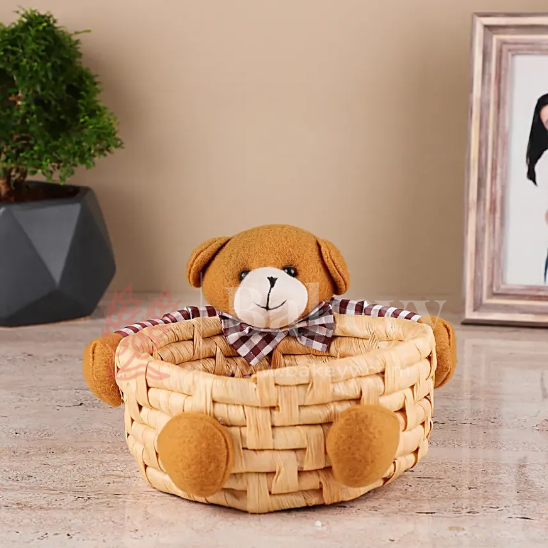 Cute Teddy Basket for Gifting, Hampers & Home Décor | Pack of 1
