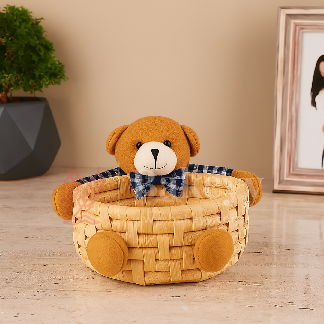 Cute Teddy Basket for Gifting, Hampers & Home Décor | Pack of 1