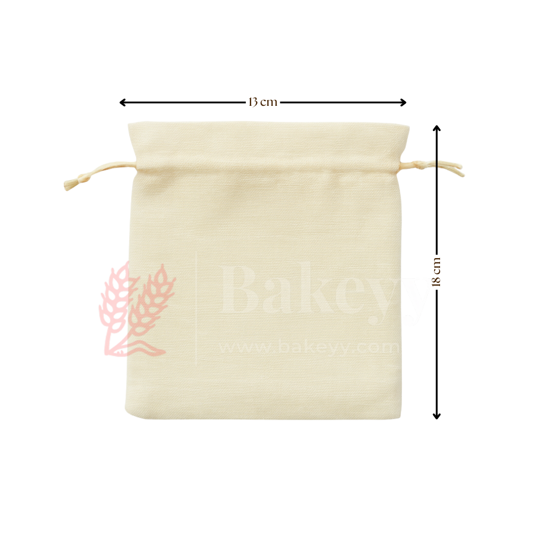 Foam Synthetic Jute Drawstring Gift Pouch with Golden Strings