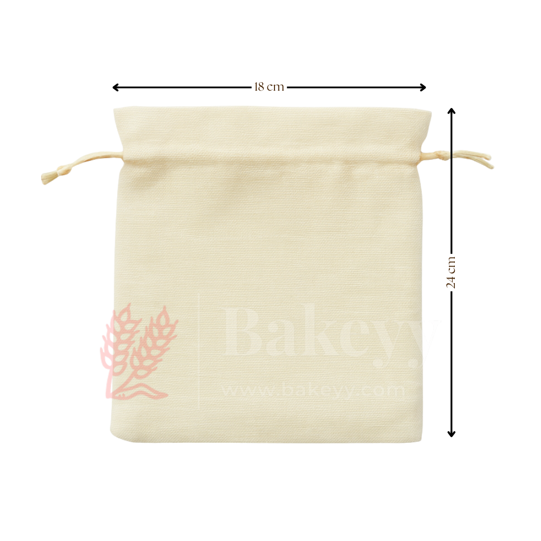 Foam Synthetic Jute Drawstring Gift Pouch with Golden Strings