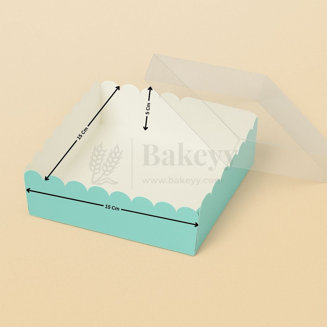 Light Green Colour 4 Brownie Box With Transparent Lid | Pack of 10