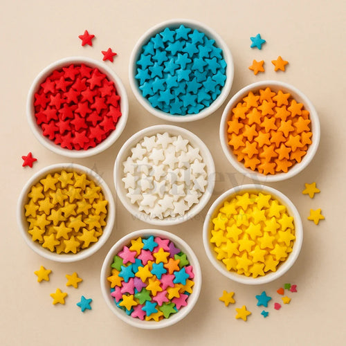 Star Sugar Confetti - 200 Gram - Bakeyy.com - India - Star Sugar Confetti - 200 Gram - Orange