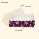Purple Floral 2 Brownie Box With Transparent Lid | Pack of 50