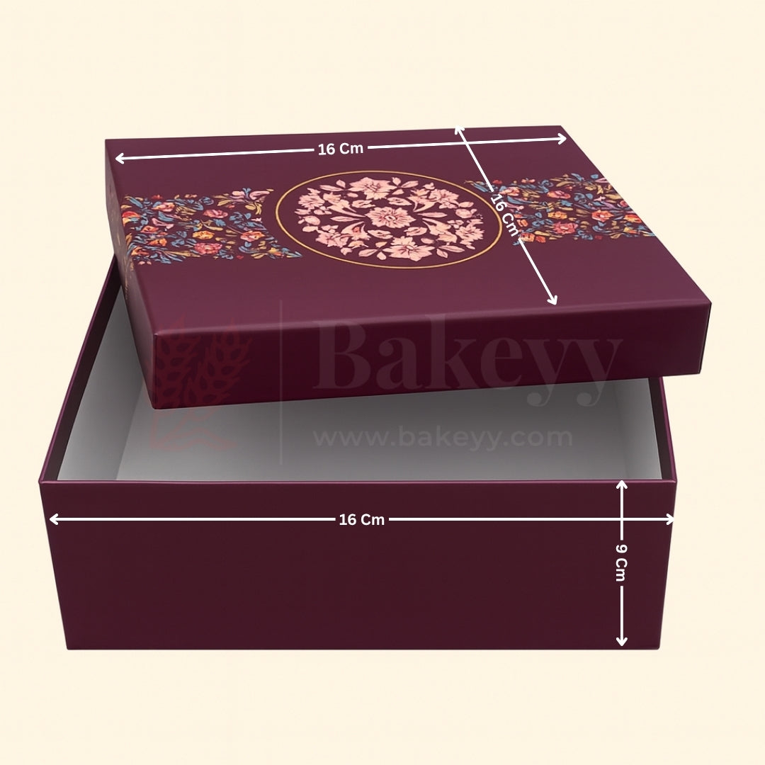 Purple Floral Printed Rigid Hamper Box| 1 Piece