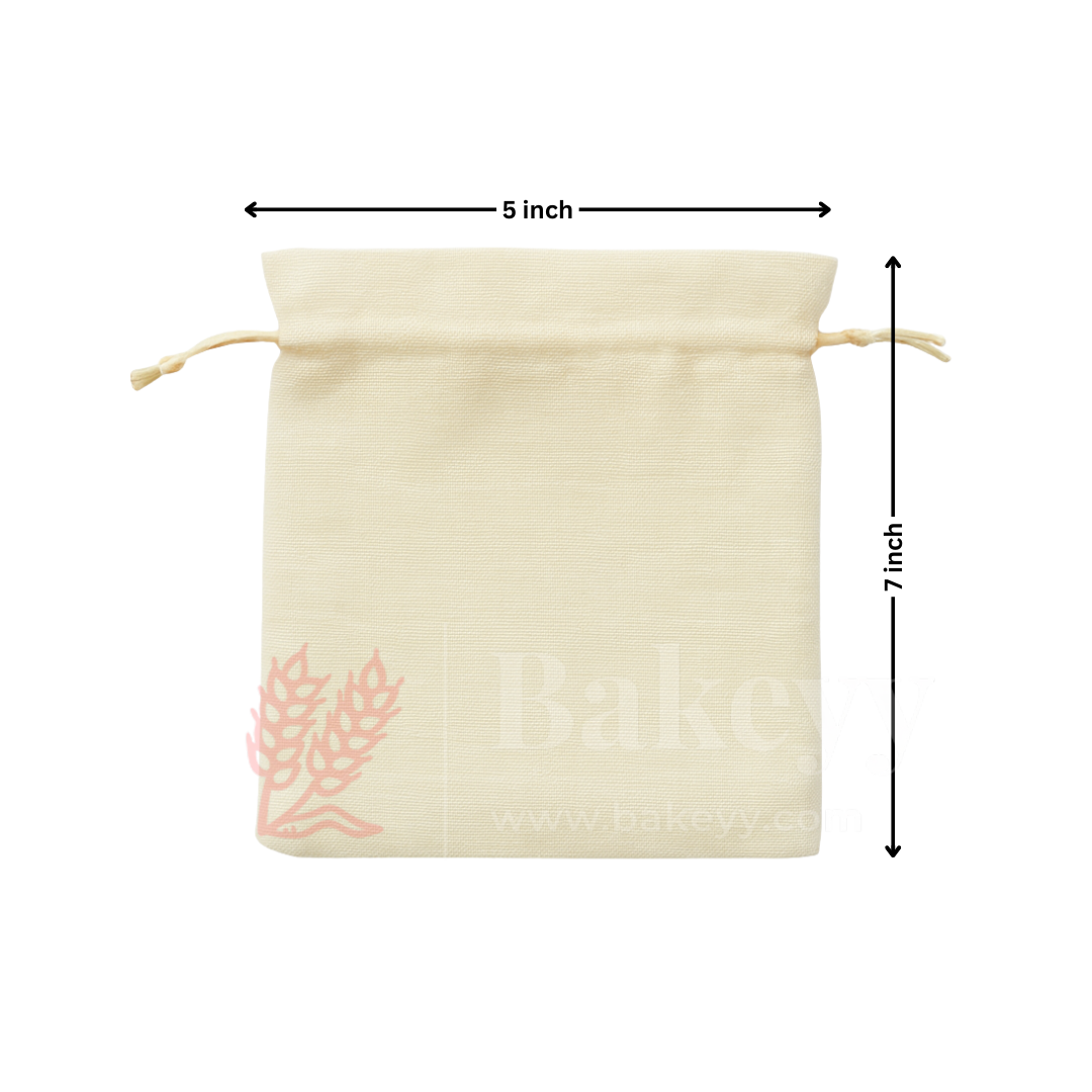 Foam Synthetic Jute Drawstring Gift Pouch with Golden Strings