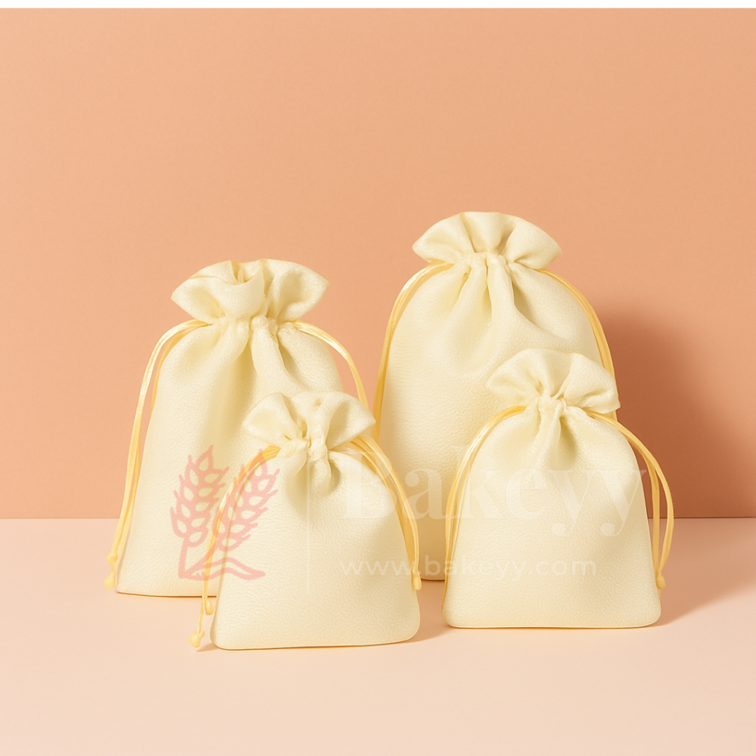 Foam Synthetic Jute Drawstring Gift Pouch with Golden Strings