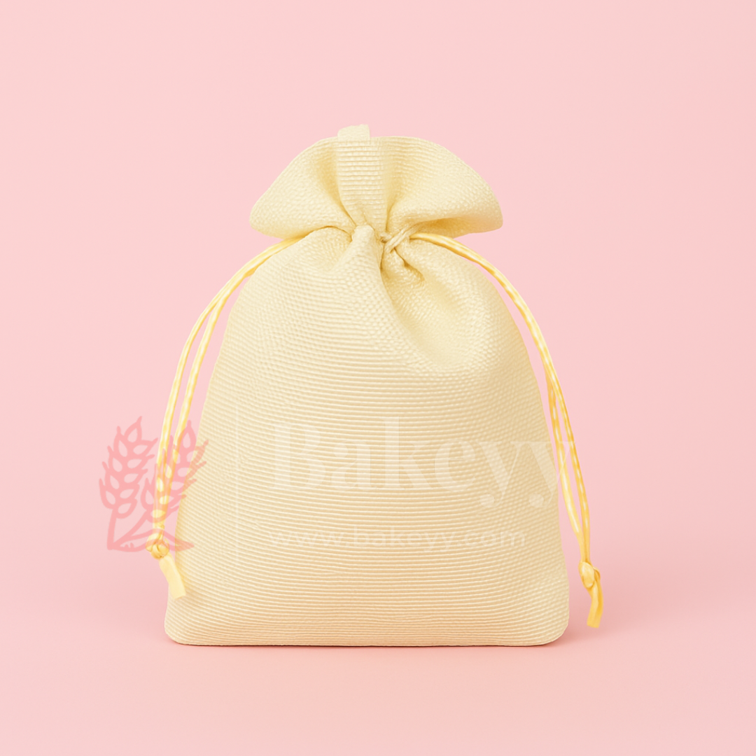 Foam Synthetic Jute Drawstring Gift Pouch with Golden Strings