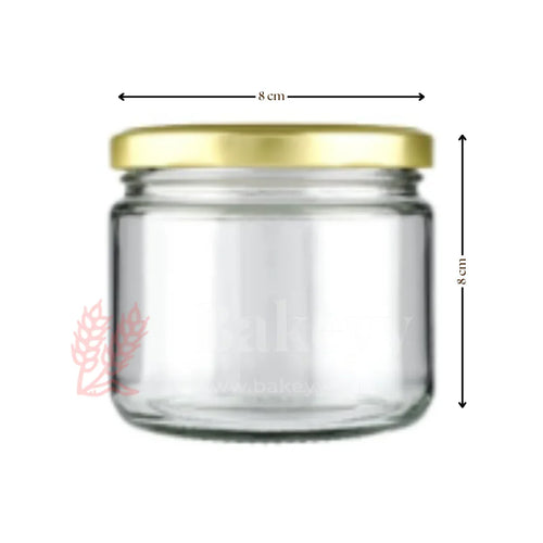 Elegant Clear Storage Jars with Stylish Golden Lids | Pack of 12 - Bakeyy.com - India - Elegant Clear Storage Jars with Stylish Golden Lids | Pack of 12 - 300 ml