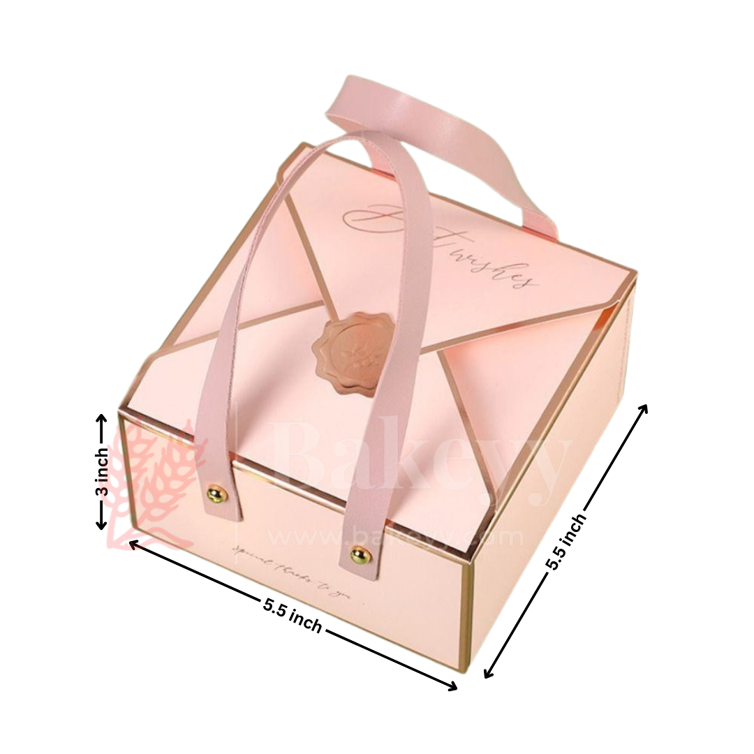 Pastel Pink Foldable Gift Box with Leather Handles | Pack of 10