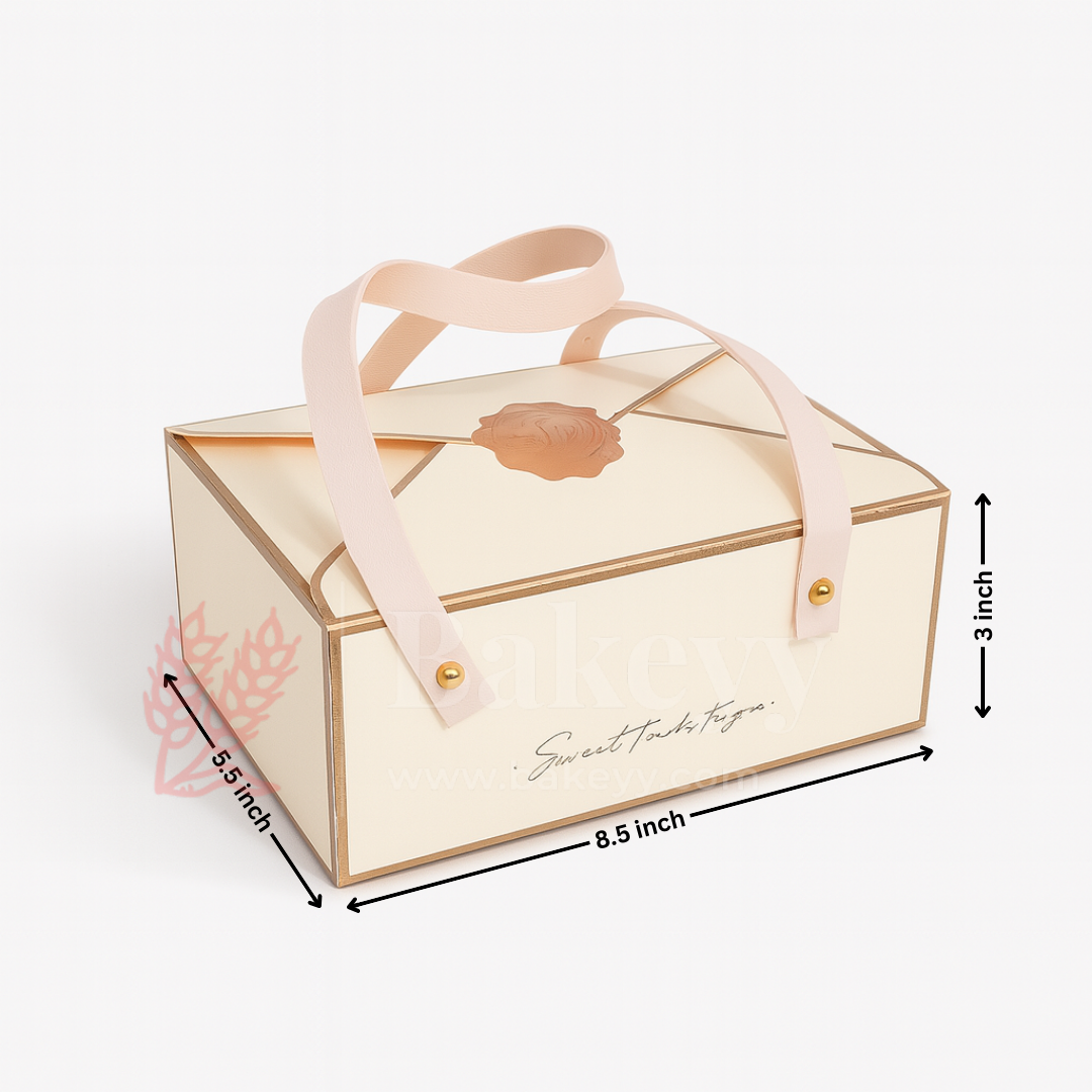 Pastel Pink Foldable Gift Box with Leather Handles | Pack of 10