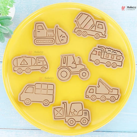 Construction Vehicle Theme Cookie Cutter & Embosser Set | 8 Piece | Pack of 1