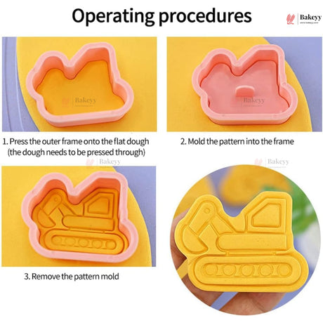 Construction Vehicle Theme Cookie Cutter & Embosser Set | 8 Piece | Pack of 1
