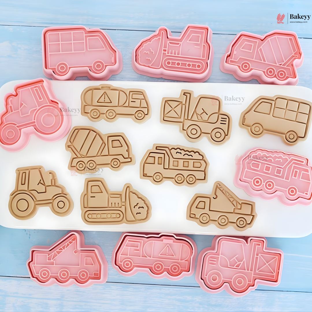 Construction Vehicle Theme Cookie Cutter & Embosser Set | 8 Piece | Pack of 1