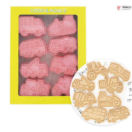Construction Vehicle Theme Cookie Cutter & Embosser Set | 8 Piece | Pack of 1