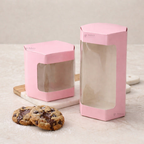 Pink Color | Cookie Box with Window | Slim Paperboard Packaging Box | 2 Sizes Available | Pack of 25 